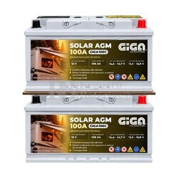 2 Bater�as Caravana 12V 100Ah, Servicio y Ciclo Profundo GIGA GN100-AGM