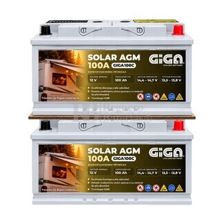 2 Bater�as Caravana 12V 100Ah, Servicio y Ciclo Profundo GIGA GN100-AGM
