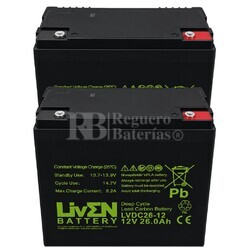 2 Bater�as Liven Battery LVDC26-12 | 12 voltios 26 amperios Ciclo Profundo