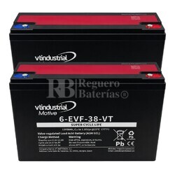 2 Bater�as 12 Voltios 38 Amperios Deep Cycle EVF12-38