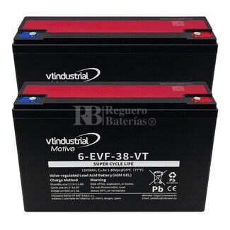 2 Bater�as 12 Voltios 38 Amperios Deep Cycle EVF12-38