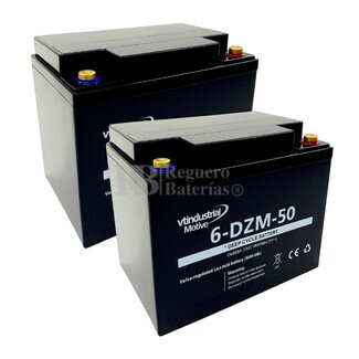 2 Bateras 12 Voltios 50 Amperios Gel Agm Ciclo Profundo 6dzm50