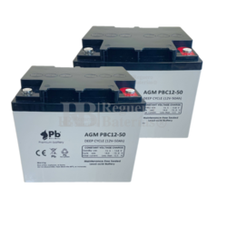 2 Bateras 12 Voltios 50 Amperios PBC12-50 Premium Battery