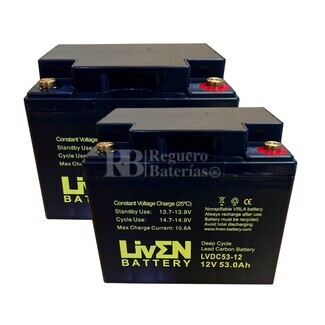 2 Bateras 12 voltios 53 amperios ms autonoma LVDC53-12 movilidad