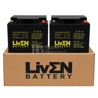 2 Bater�as Liven Battery LVDC53-12 | 12 voltios 53 amperios Ciclo Profundo