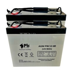 2 Bateras 12 Voltios 80 Amperios PBC12-80 Premium Battery