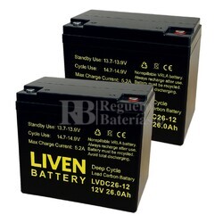 2 Bateras  2LVDC26-12 12V 26Ah Ciclo Profundo, Energa estable para sillas de ruedas elctricas