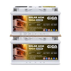 2 Bater�as Camper 12V 100Ah, Arranque 850A y Servicio GIGA GN100-AGM