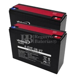 2 Baterías Carretilla Eléctrica 12 Voltios 38 Amperios 6-EVF12-38 Deep Cycle