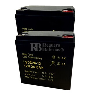 2 Bateras Ciclo Profundo LVDC26-12 12V 26Ah, Potencia segura y duradera en scooters y sillas elctricas