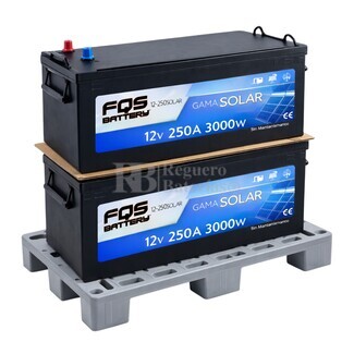  2 bater�as FQS250-12 de 12V 250Ah sin mantenimiento para instalaciones solares