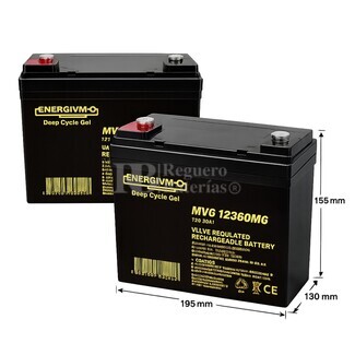 2 bater�as Gel 12 Voltios 36 Amperios Deep Cycle Energivm MVG12360M6