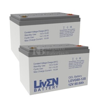 2 Bateras Gel 12 Voltios 60 Amperios Liven LEVG60-12S 