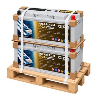 2 Bater�as N�uticas 12V 100Ah, Energ�a Solar a Bordo GIGA GN100-AGM
