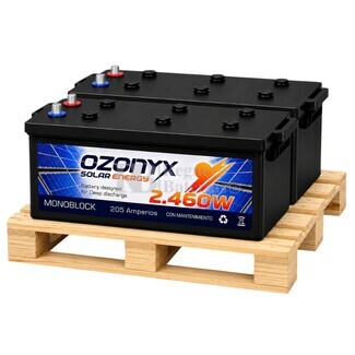 2 Bater�as OZX205.A 12V 205Ah para Sistemas Fotovoltaicos de Ciclo Profundo