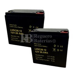 2 Bateras Recargables 12V 26Ah, Rendimiento superior en movilidad elctrica