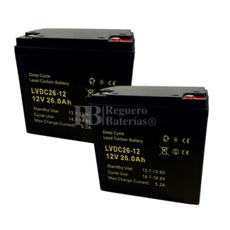 2 Bateras Recargables 12V 26Ah, Rendimiento superior en movilidad elctrica