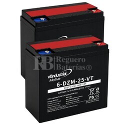 2 bater�as Scooter 12 Voltios 25 Amperios Gel Agm Ciclo Profundo 6DZM25