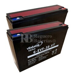 2 Bateras Silla Movilidad 12 Voltios 38 Amperios 6-EVF12-38 Deep Cycle