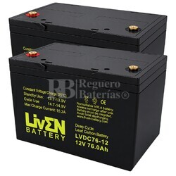 2 Bater�as SIlla Movilidad 12 Voltios 76 Amperios Ciclo Profundo LVDC76-12