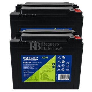2 Bater�as Sillas Movilidad 12 Voltios 55 Amperios Carbon Gel