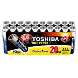 20 Pilas AAA alcalinas alta potencia Toshiba LR03GCP MP-20