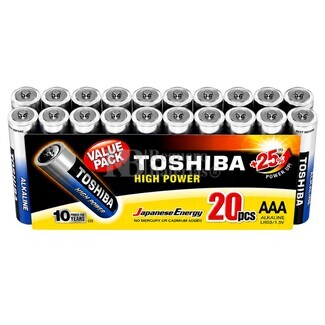 20 Pilas AAA alcalinas alta potencia Toshiba LR03GCP MP-20