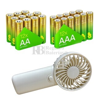 12 Pilas Alcalinas AA + 12 AAA GP Ultra G-Tech, obsequio Ventilador