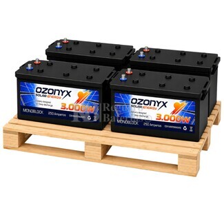 4 Bater�as OZX250.A 250Ah para Bancos de Bater�as Solares 48 Voltios