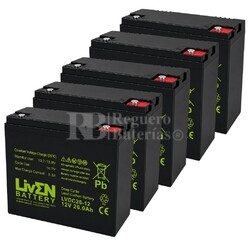 5 bater�as motos el�ctricas 12 Voltios 26 Amperios Ciclo Profundo LVDC26-12