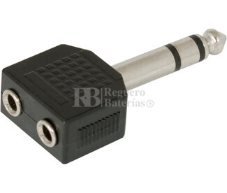 Adaptador jack macho 6.3mm a 2 hembras 3.5mm estreo