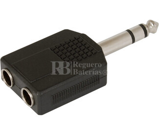 Adaptador jack macho de 6.3mm  a 2 hembras 6.3mm estreo