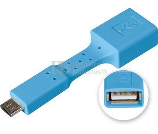  Adaptador USB-A hembra a micro USB macho, OTG mviles azul