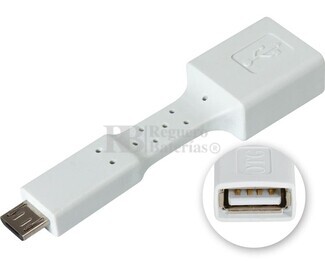 Adaptador USB-A hembra a micro USB macho, OTG mviles blanco