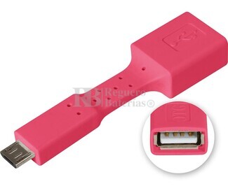 Adaptador USB-A hembra a micro USB macho, OTG mviles rojo 