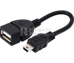Adaptador USB-A hembra a mini USB macho, OTG móviles