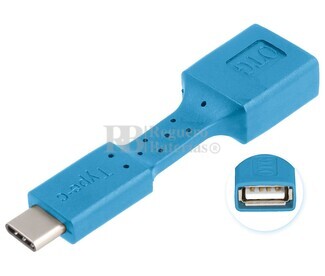 Adaptador USB-A hembra a USB-C macho, OTG mviles azul
