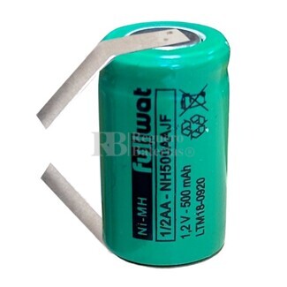 Batera 1,2 voltios 500 mAh Ni-Mh 1-2 AA con lengetas NH500AAJF