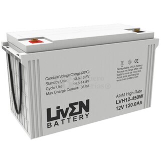 Batera 12 Voltios 120 Amperios Alta descarga LVH12-450W Liven