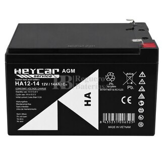 Bater�a 12 Voltios 14 Amperios AGM Heycar HA12-14