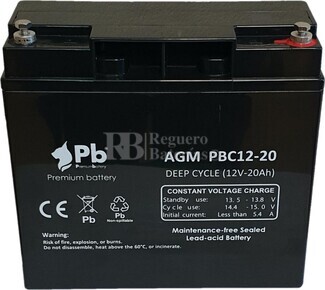 Prescribir Credencial insulto Batería 12 Voltios 20 Amperios PBC12-20 - Baterias para todo Reguero  Baterias