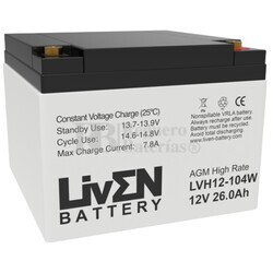 Batería 12 Voltios 26 Amperios Alta descarga LVH12-104W Liven