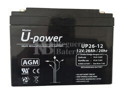 Batería 12 Voltios 26 Amperios U-Power UP26-12