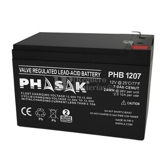Batera 12 Voltios 7,2 Amperios  Phasak PHB-1207