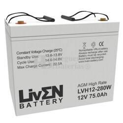 Batería 12 Voltios 75 Amperios Alta descarga LVH12-280W Liven