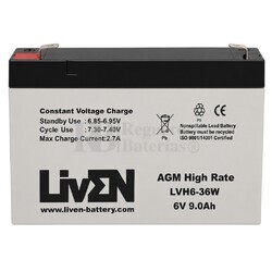 Bater�a 6 Voltios 9 Amperios Liven LVH6-36W