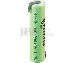Batería AAA 1.2 Voltios 900 mAh NiMh recargable C/Lengüetas 