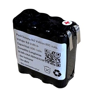 Batera recargable 9.6 Voltios 800 mAh NI-MH