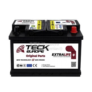 Batera arranque 12 Voltios 74 Amperios 670 EN Teck Europe TEX7400 + Derecha