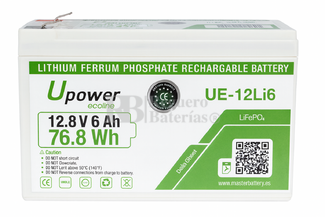 Bateria de litio 12,8 V 6 Ah UPower UE-12Li6